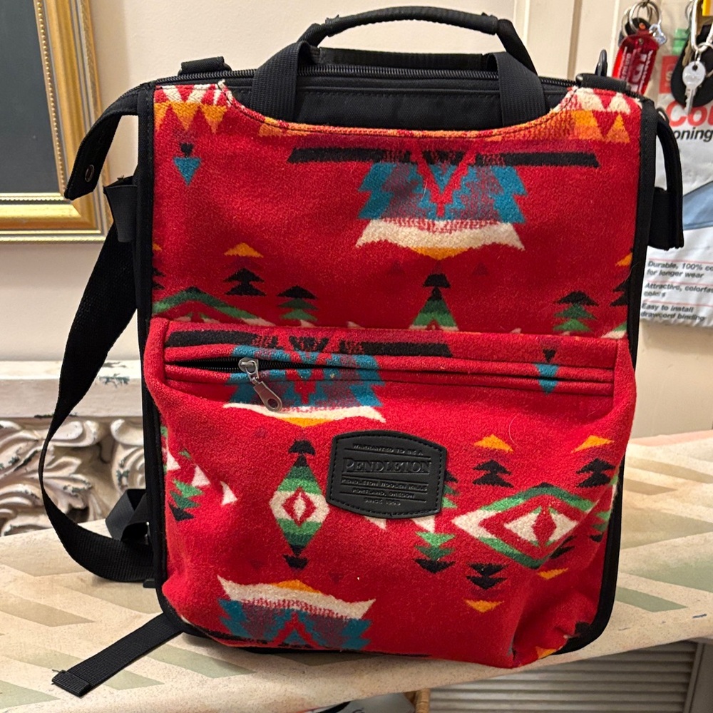 Pendleton Red Navajo-Inspired Pattern Backpack with Teal & Black Accents